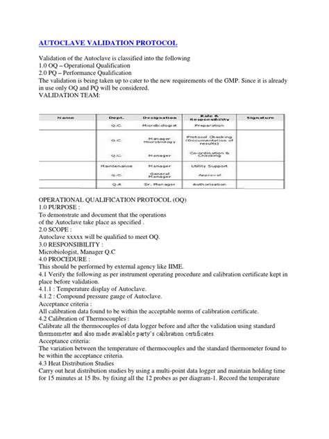 autoclave validation protocol